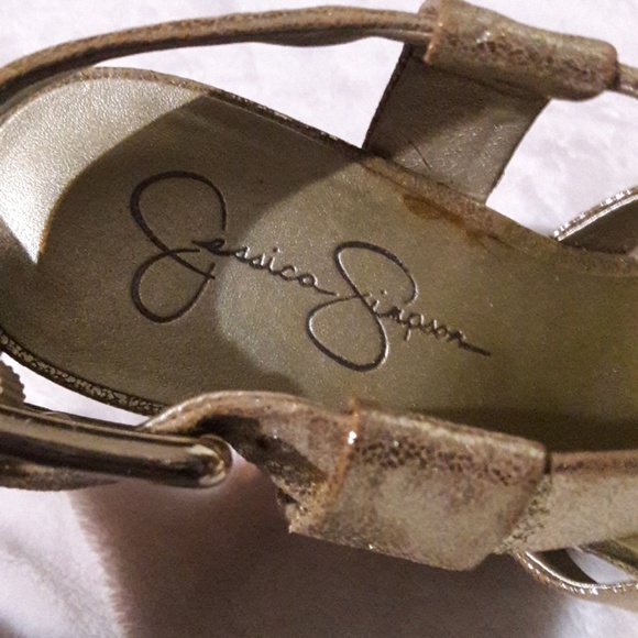 Jessica Simpson wedge Sandals 7m  leather - Picture 7 of 8